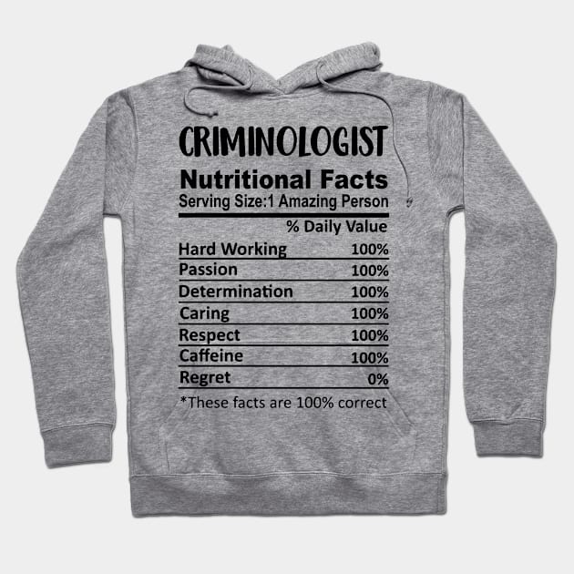 Criminologist Nutrition Facts Funny Hoodie by HeroGifts